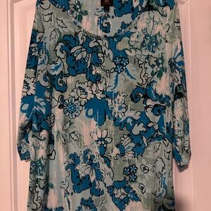 JM Collection Blue and green Floral Blouse